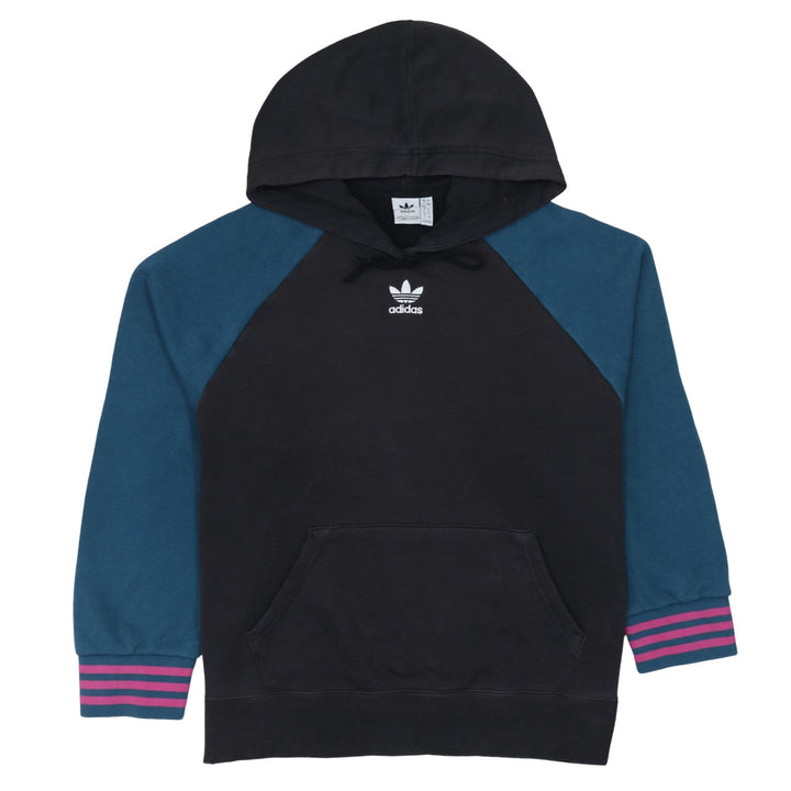Adidas Womens Black & Blue Pullover Hoodie Size 16 Cotton Blend