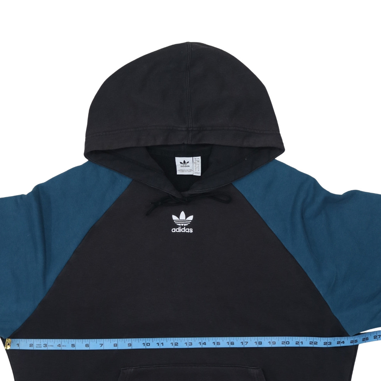 Adidas Womens Black & Blue Pullover Hoodie Size 16 Cotton Blend