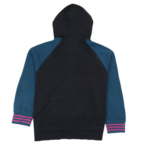 Adidas Womens Black & Blue Pullover Hoodie Size 16 Cotton Blend