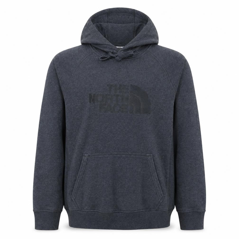 Front view of The North Face Men Grey M Pullover Hoodie Regular Fit Fleece