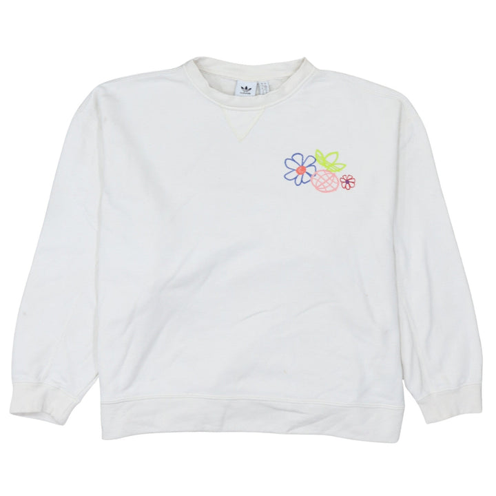Adidas Womens White Floral Crew Neck Sweatshirt Size 12 UK