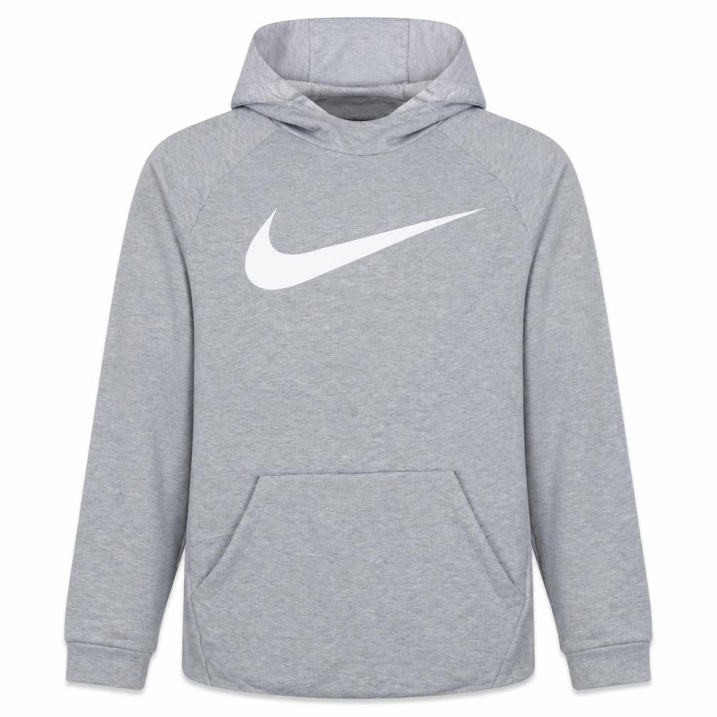 Front view of Nike Men's Grey Dri-Fit Pullover Hoodie M Sportswear