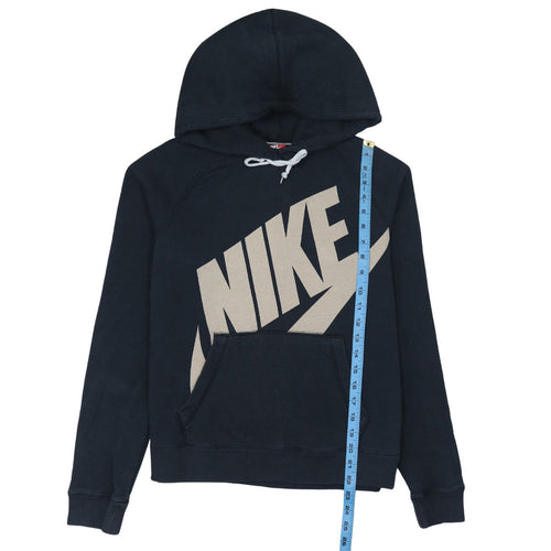 Nike Womens Black Beige Pullover Hoodie Medium Logo Print