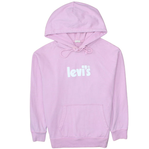 Levi's Womens Pink Pullover Hoodie Logo Print Size S Casual