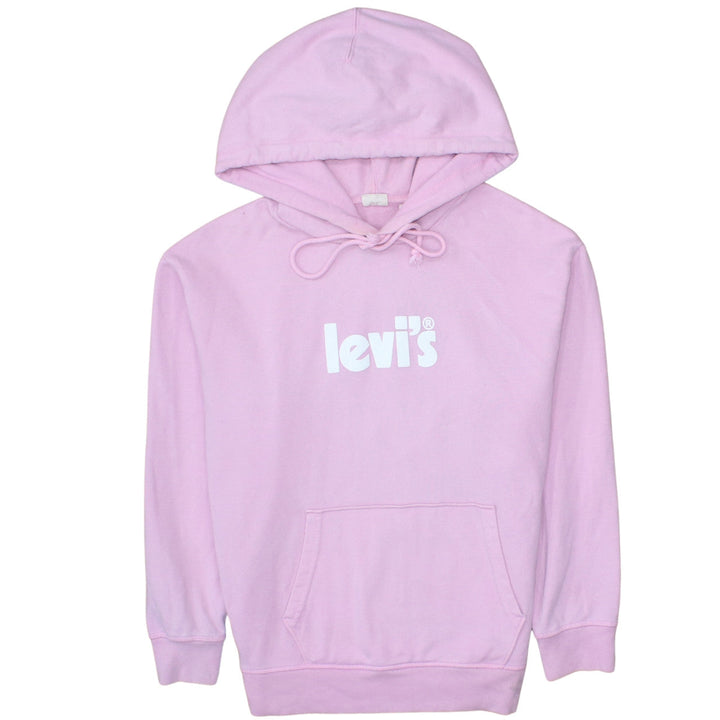 Levi's Womens Pink Pullover Hoodie Logo Print Size S Casual