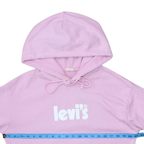 Levi's Womens Pink Pullover Hoodie Logo Print Size S Casual