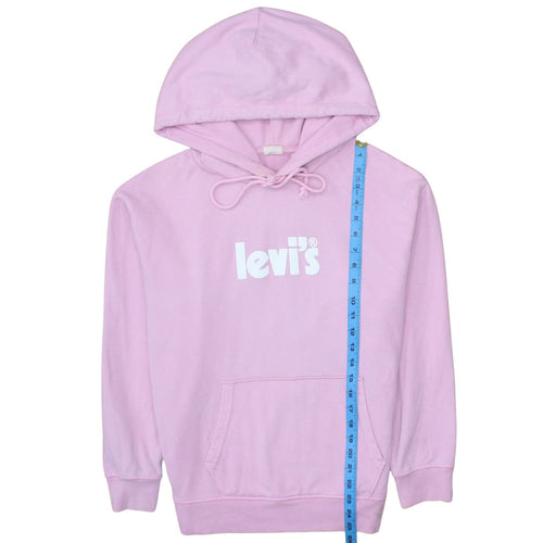 Levi's Womens Pink Pullover Hoodie Logo Print Size S Casual