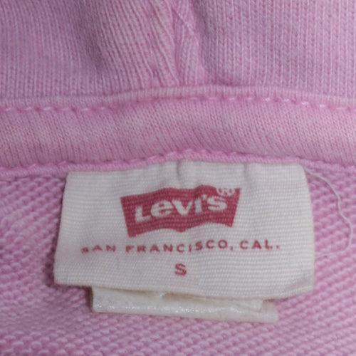 Levi's Womens Pink Pullover Hoodie Logo Print Size S Casual