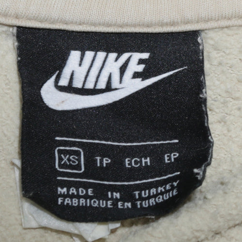 Nike Women's Beige XS Pullover Hoodie with Logo Detail