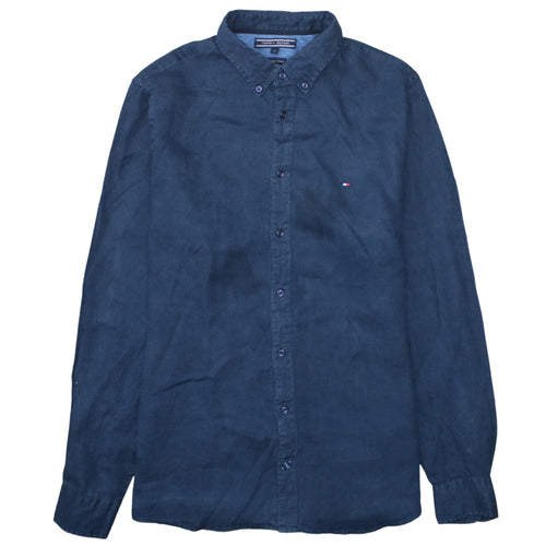 Tommy Hilfiger Men's Blue Premium Linen Button-Down Shirt M