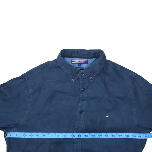 Tommy Hilfiger Men's Blue Premium Linen Button-Down Shirt M