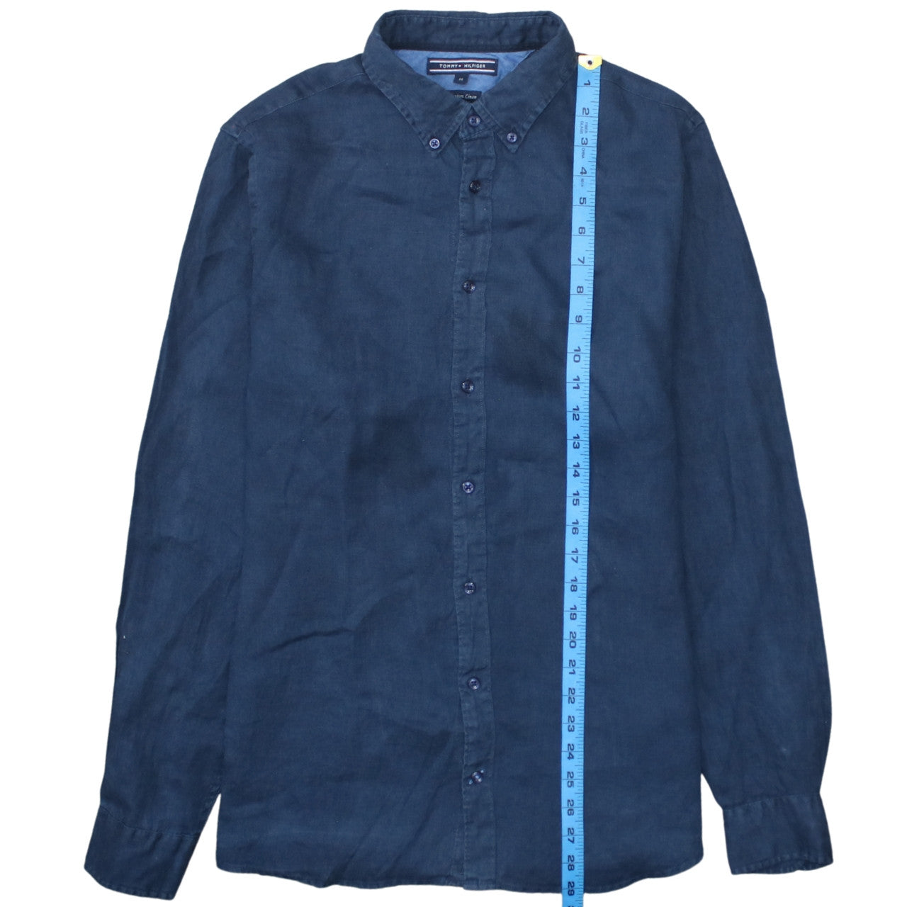 Tommy Hilfiger Men's Blue Premium Linen Button-Down Shirt M