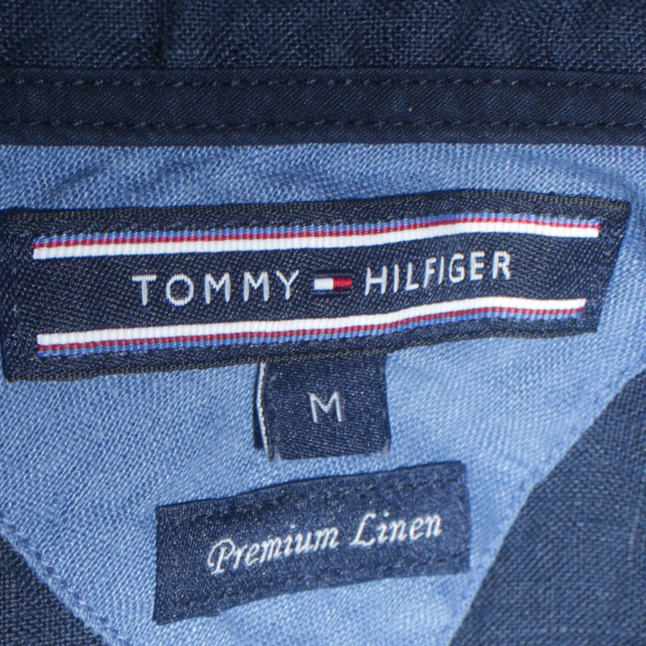 Tommy Hilfiger Men's Blue Premium Linen Button-Down Shirt M