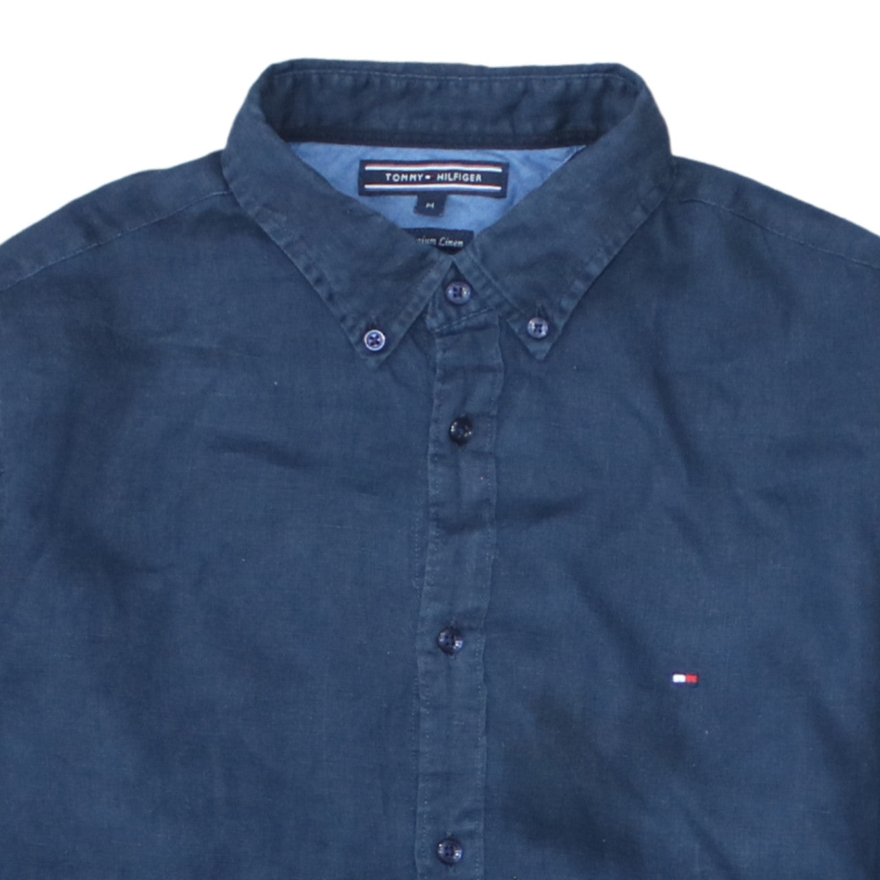 Tommy Hilfiger Men's Blue Premium Linen Button-Down Shirt M