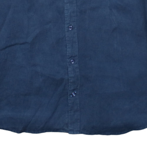Tommy Hilfiger Men's Blue Premium Linen Button-Down Shirt M
