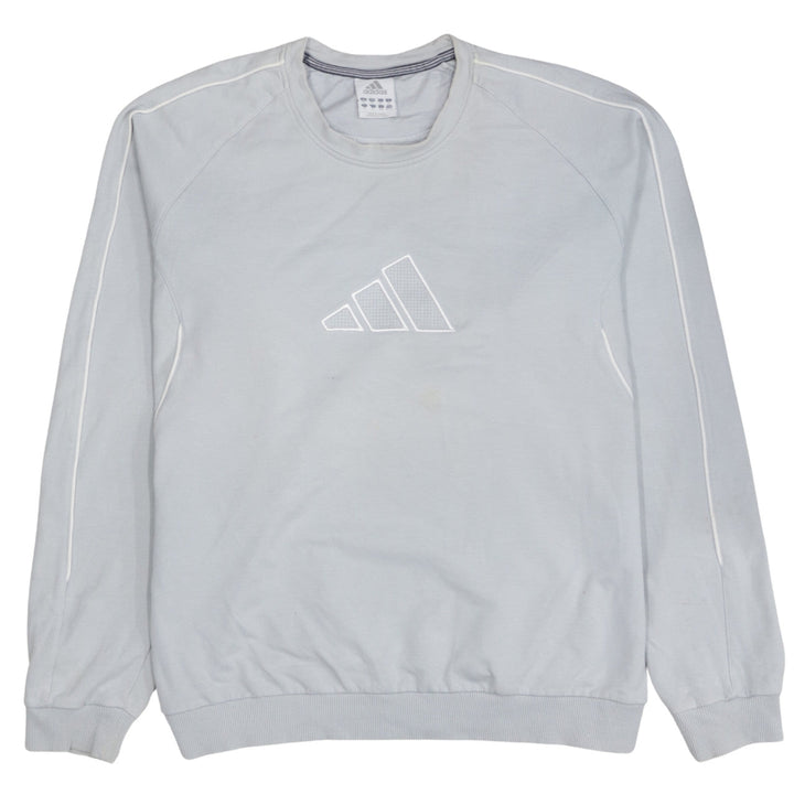 Adidas Men Grey XL Pullover Crew Neck Sweatshirt Sports Style