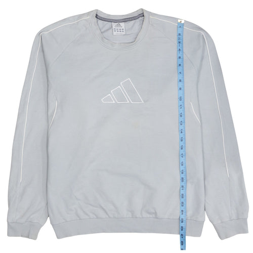 Adidas Men Grey XL Pullover Crew Neck Sweatshirt Sports Style