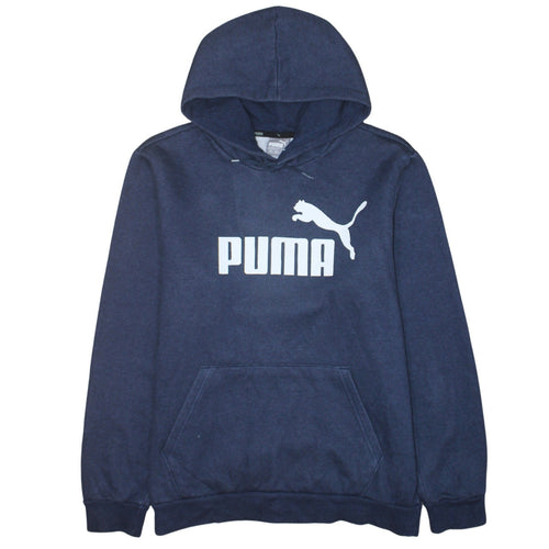 Puma Men's Blue Pullover Hoodie Medium Fleece Logo Sportswear