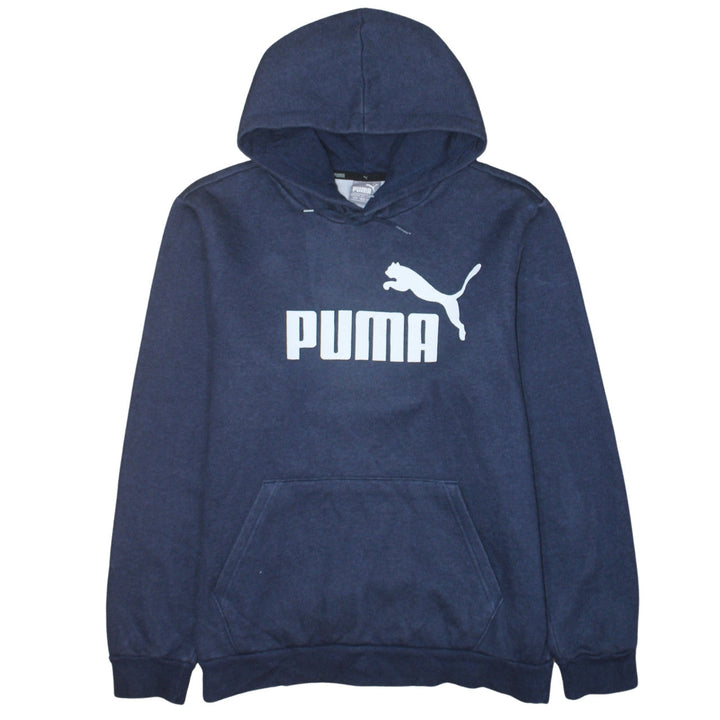 Puma Men's Blue Pullover Hoodie Medium Fleece Logo Sportswear