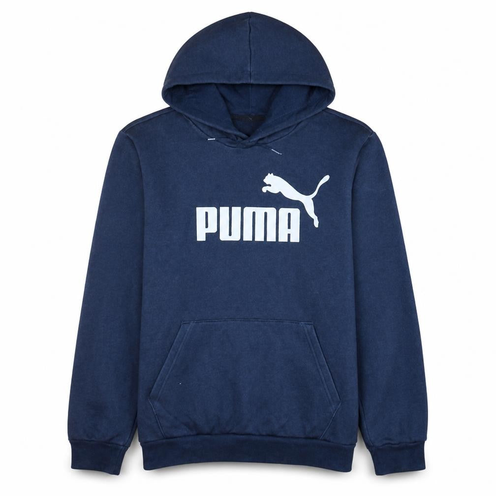 Puma Men's Blue Pullover Hoodie Medium Fleece Logo Sportswear