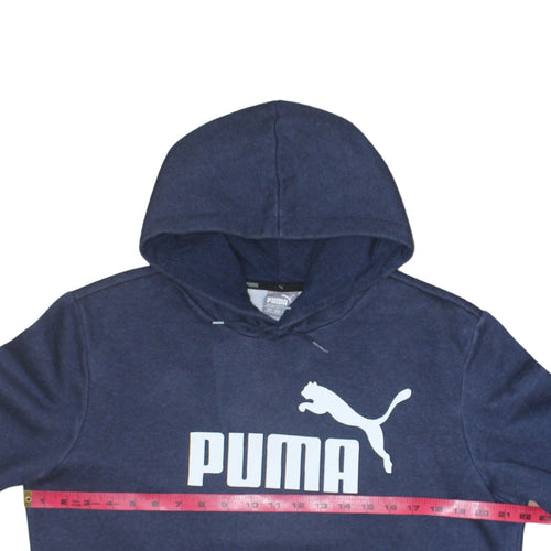 Puma Men's Blue Pullover Hoodie Medium Fleece Logo Sportswear