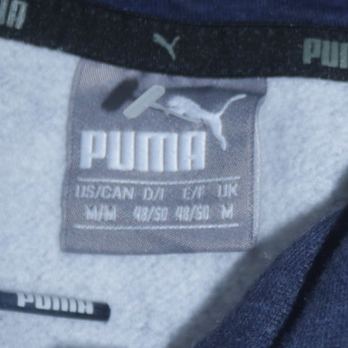 Puma Men's Blue Pullover Hoodie Medium Fleece Logo Sportswear