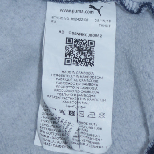 Puma Men's Blue Pullover Hoodie Medium Fleece Logo Sportswear