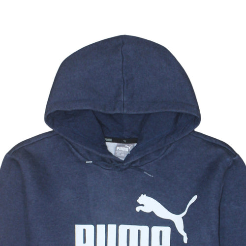 Puma Men's Blue Pullover Hoodie Medium Fleece Logo Sportswear