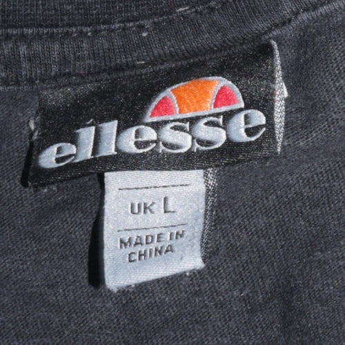 Ellesse Men's Black Cotton Crew Neck Short Sleeve T-Shirt Size L