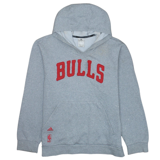 adidas Mens Grey Bulls Pullover Hoodie XL Basketball Fleece