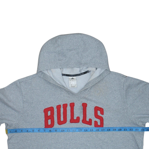 adidas Mens Grey Bulls Pullover Hoodie XL Basketball Fleece
