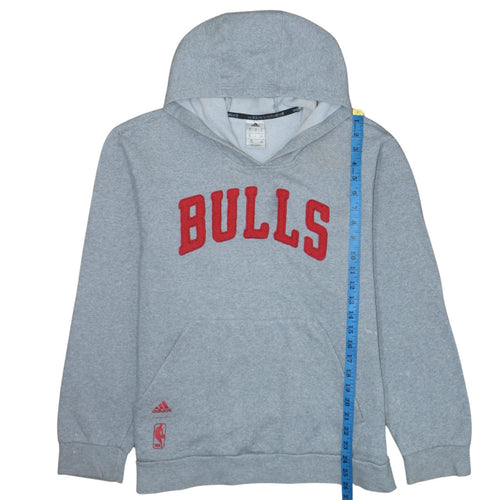 adidas Mens Grey Bulls Pullover Hoodie XL Basketball Fleece
