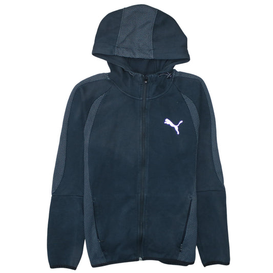 Puma Men's Blue Full Zip Hoodie Size S Hooded Sports Sweatshirt