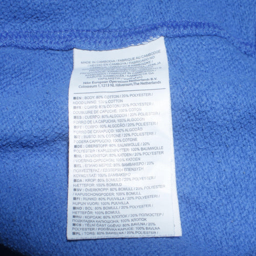 Nike Men Blue Pullover Hoodie M Fleece Sports Logo