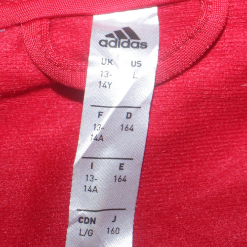 Adidas Boys Red Full Zip Football Sweatshirt 13-14 Years