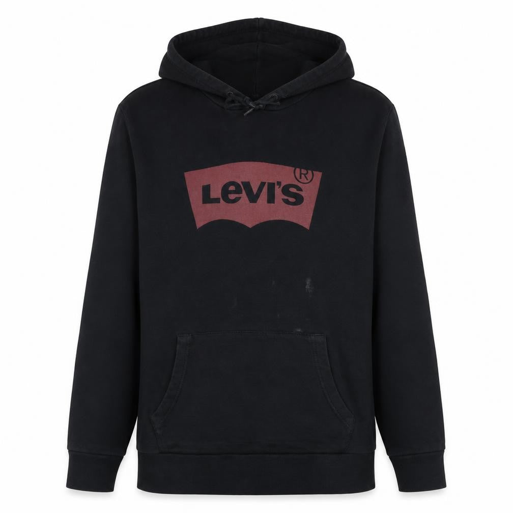 Front view of Levi's Men's Black Pullover Hoodie M Classic Logo Graphic Sweatshirt