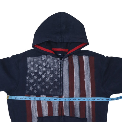 Gap Kids Boys Navy Full Zip Hoodie 13 Years American Flag Graphic Print