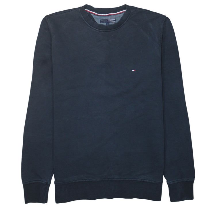 Tommy Hilfiger Men's Black Cotton Crew Neck Sweatshirt L Vintage Fit