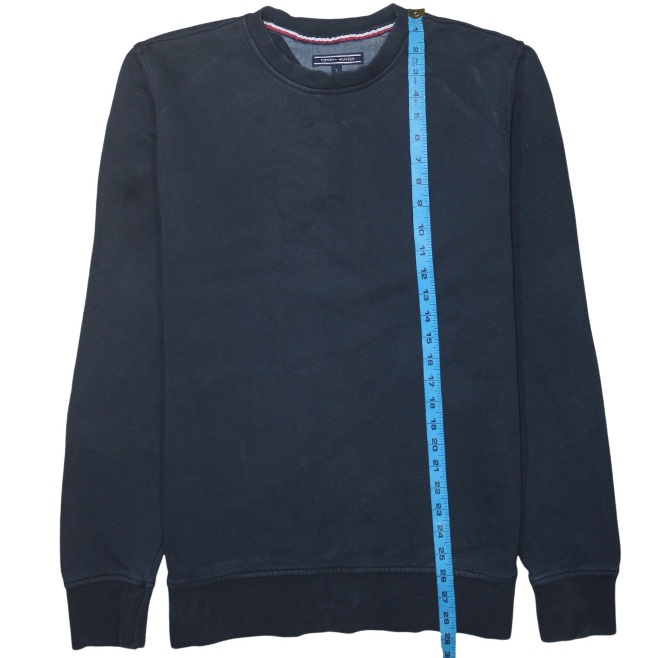 Tommy Hilfiger Men's Black Cotton Crew Neck Sweatshirt L Vintage Fit