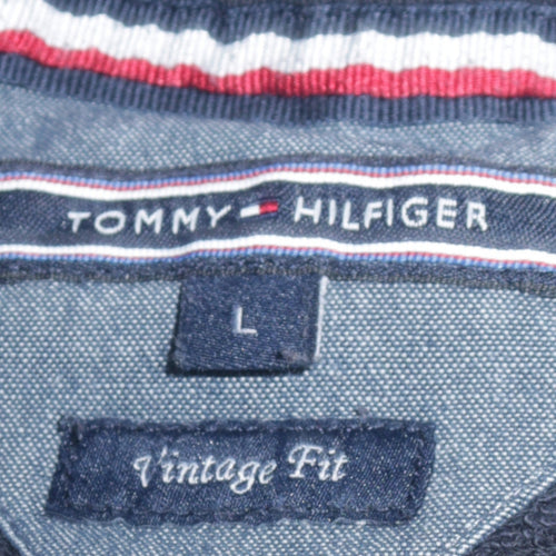 Tommy Hilfiger Men's Black Cotton Crew Neck Sweatshirt L Vintage Fit