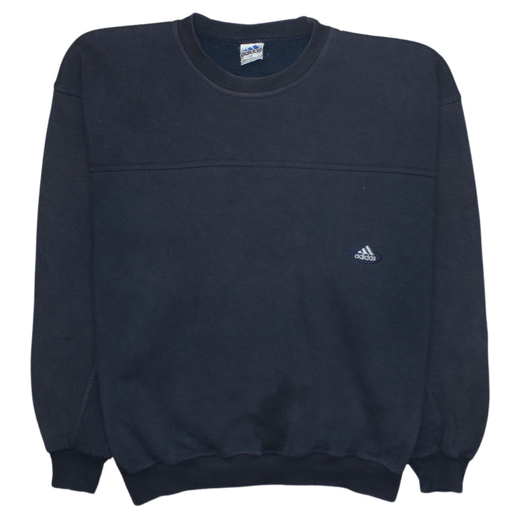 Adidas Mens Blue Crew Neck Pullover Sweatshirt Size M