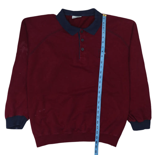 Vintage Lacoste Red Long Sleeve Cotton Polo Shirt Men's L