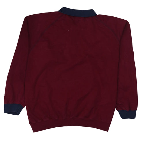 Vintage Lacoste Red Long Sleeve Cotton Polo Shirt Men's L