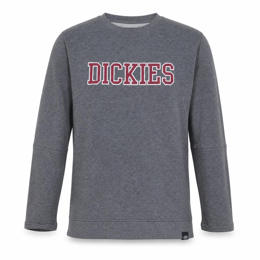 Front view of Dickies Men's Grey Logo Pullover Sweatshirt Medium