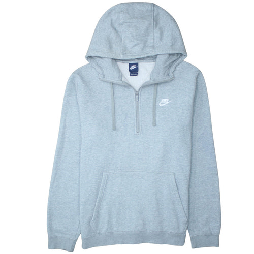 Nike Men Grey 1/2 Zip Fleece Hoodie Size L Classic Fit