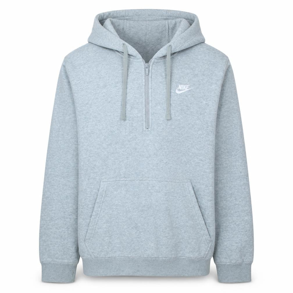 Nike Men Grey 1/2 Zip Fleece Hoodie Size L Classic Fit