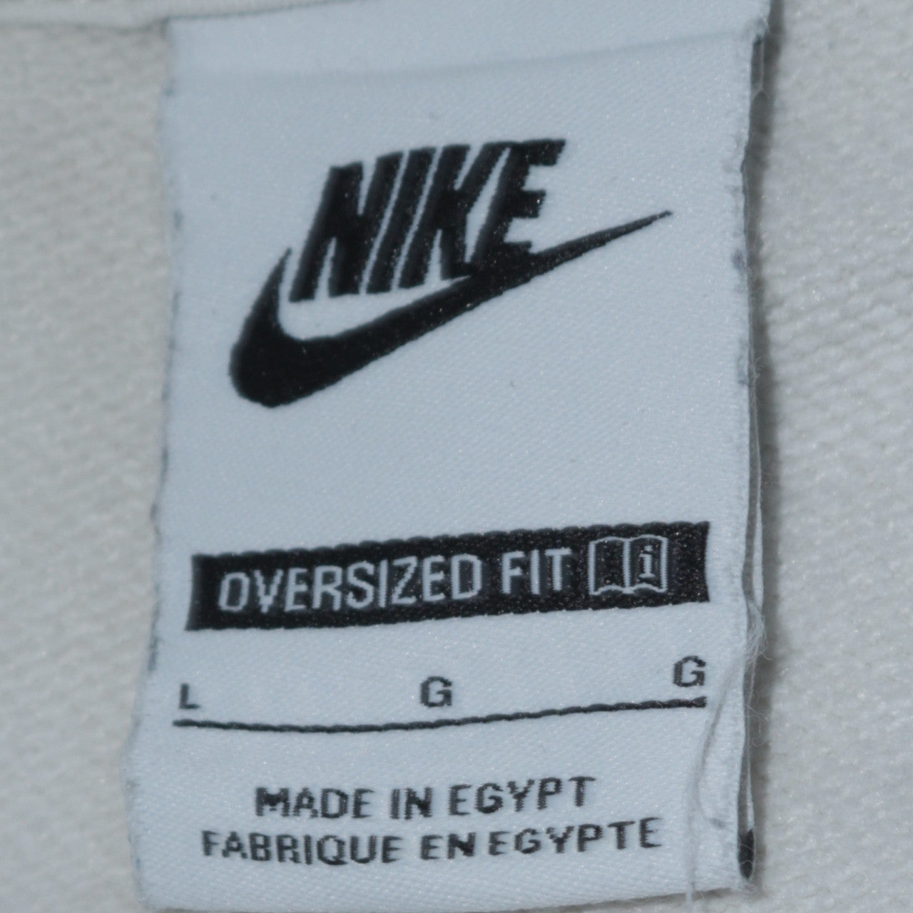 Nike Women White 1/4 Zip Oversized Sweatshirt L Logo Cotton Blend