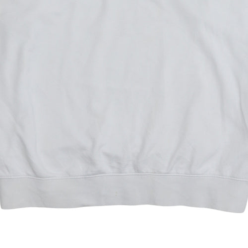 Nike Women White 1/4 Zip Oversized Sweatshirt L Logo Cotton Blend