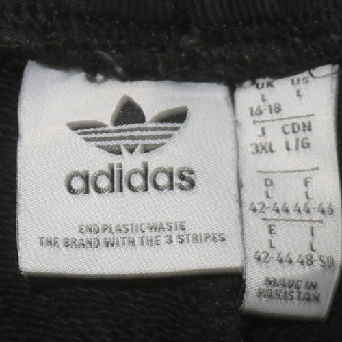 adidas Womens Black Jogger Sweatpants L Fleece Comfort Tapered Fit