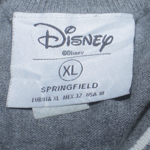 Disney Women's Grey Sequin Mickey Mouse Pullover Jumper XL